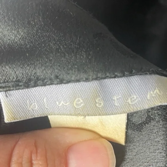 Blue Stem vintage women floral satin embossed chiffon Chinese maxi size 10 black - Picture 8 of 9